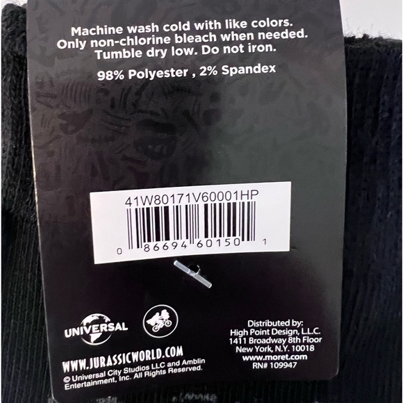 Novelty Socks Jurassic Park Mens Crew World Dinosaur T-Rex 6 1/2-12 NWT 2 pack - Picture 5 of 5